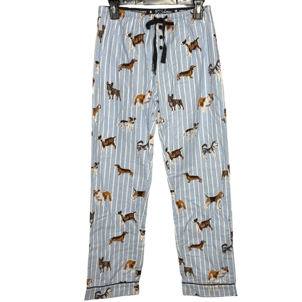 PJ Salvage Flannel Cotton Pajama Set Doggone Tired Dog Print NWT size xs blue - Picture 6 of 10